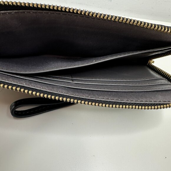 FOSSIL Wallet Wristlet Black Zip Around Clutch Leather Multicard - Picture 11 of 12